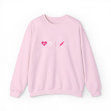 Pink Crewneck Sweatshirt —  Heart, Clover, Caduceus & Stethoscope Medical Icons Embroidery