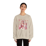 Valentine Hot Drinks Crewneck Sweatshirt — Cute Coffee & Cocoa Hearts Design