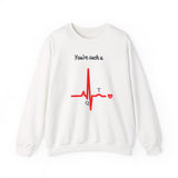 Heartbeat EKG Crewneck Sweatshirt — "You're Such a QT" Cute Medical Valentine Pullover