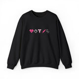 Pink Crewneck Sweatshirt —  Heart, Clover, Caduceus & Stethoscope Medical Icons Embroidery