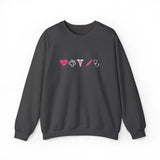 Pink Crewneck Sweatshirt —  Heart, Clover, Caduceus & Stethoscope Medical Icons Embroidery