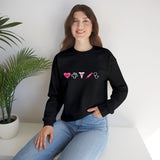 Pink Crewneck Sweatshirt —  Heart, Clover, Caduceus & Stethoscope Medical Icons Embroidery